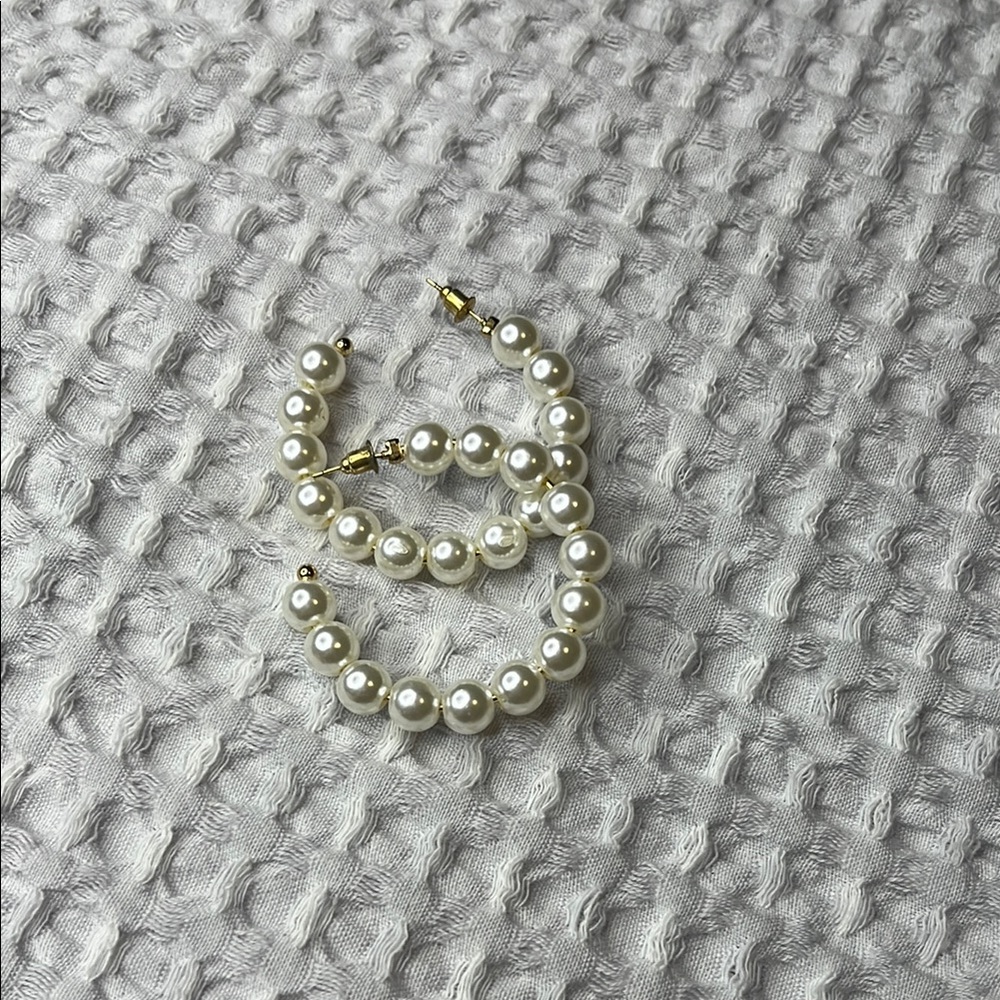 Elegant Pearl Hoop Earrings